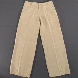 TOMMY BAHAMA Women's 8 (Actual 33 x 33) 100% Linen Wide Leg Pants Tan / Khaki